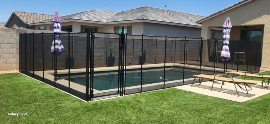 Black pool fence