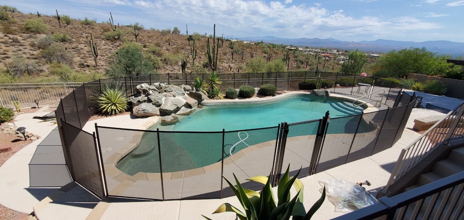 Brown pool fence