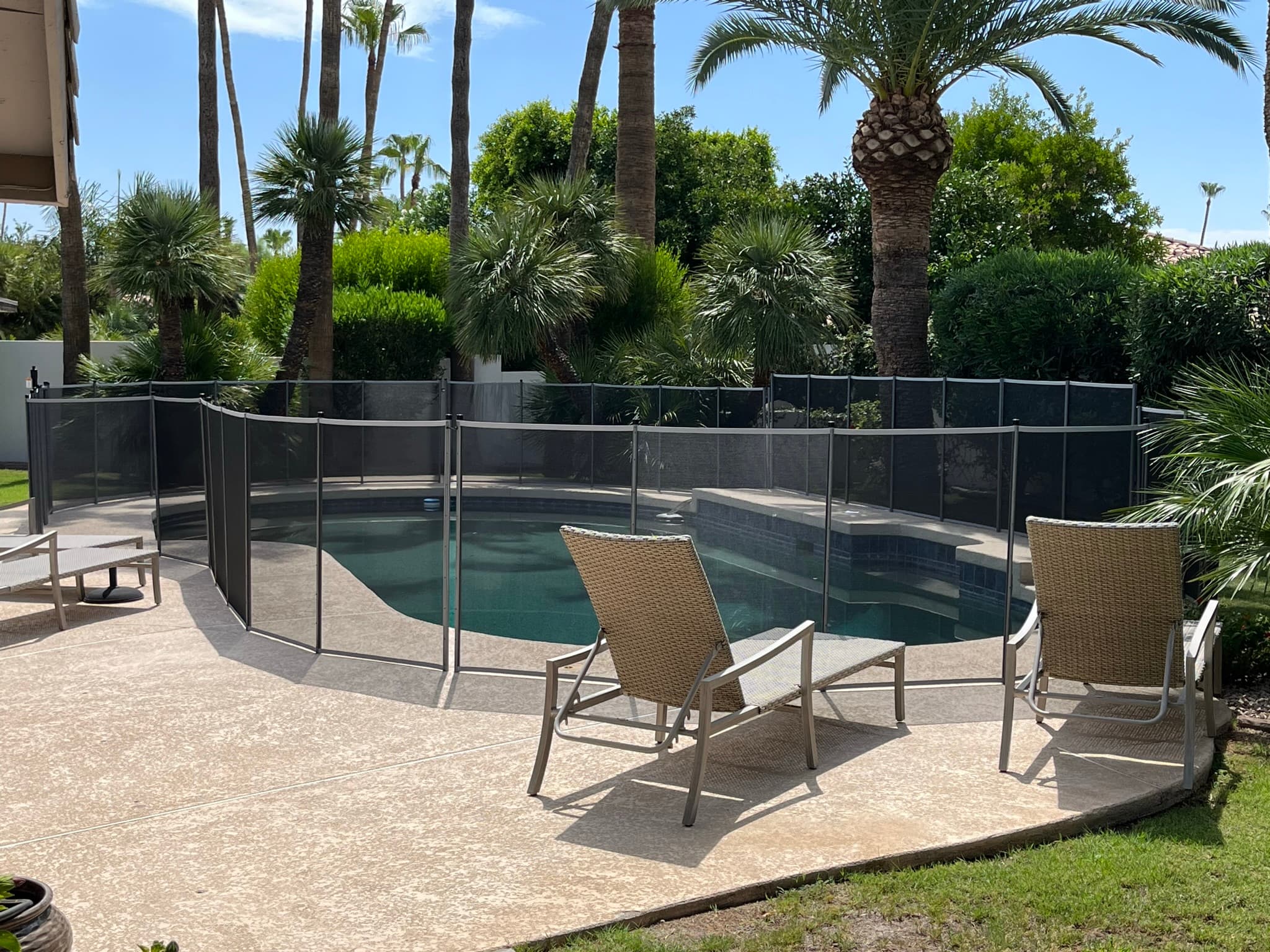 Pool fence around irregular pool shape — custom installation, Maricopa County