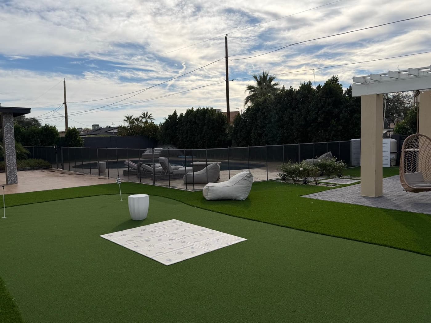 Pool fence installation — black mesh, Clear Choice Pool Fence, Arizona
