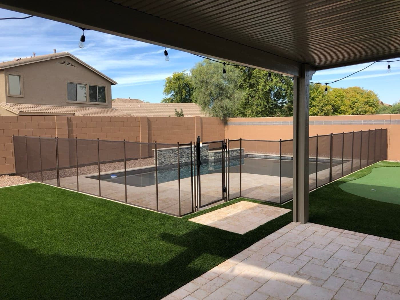 Black mesh pool fence — San Tan Valley AZ installation