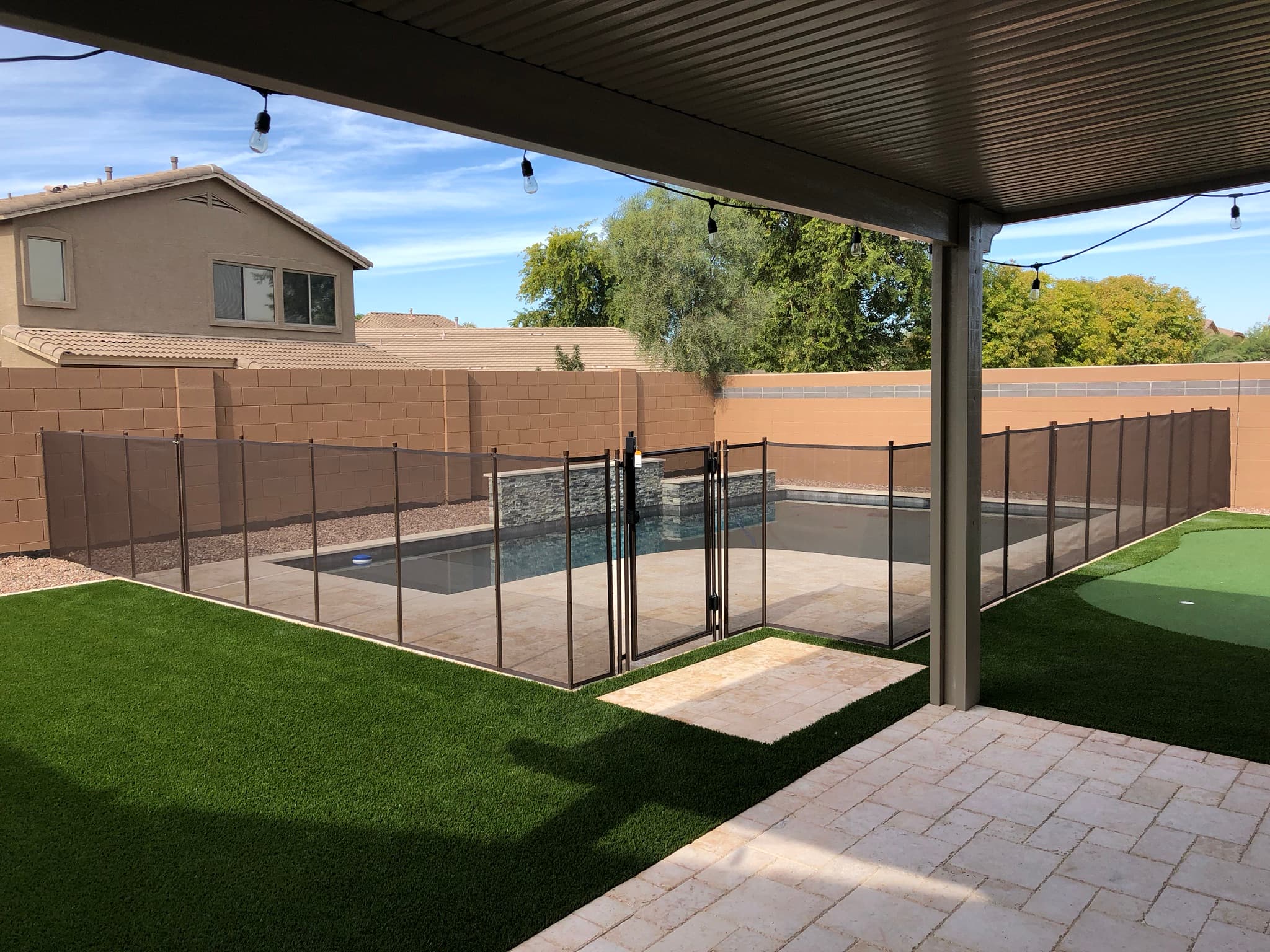 Black mesh pool fence — San Tan Valley AZ installation