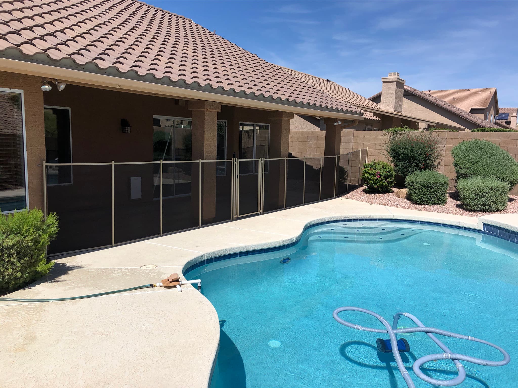 Pool fence corner and angle detail — professional installation, Arizona