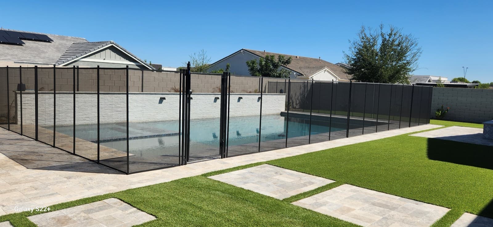 Removable mesh pool safety fence — Arizona residential installation 2025