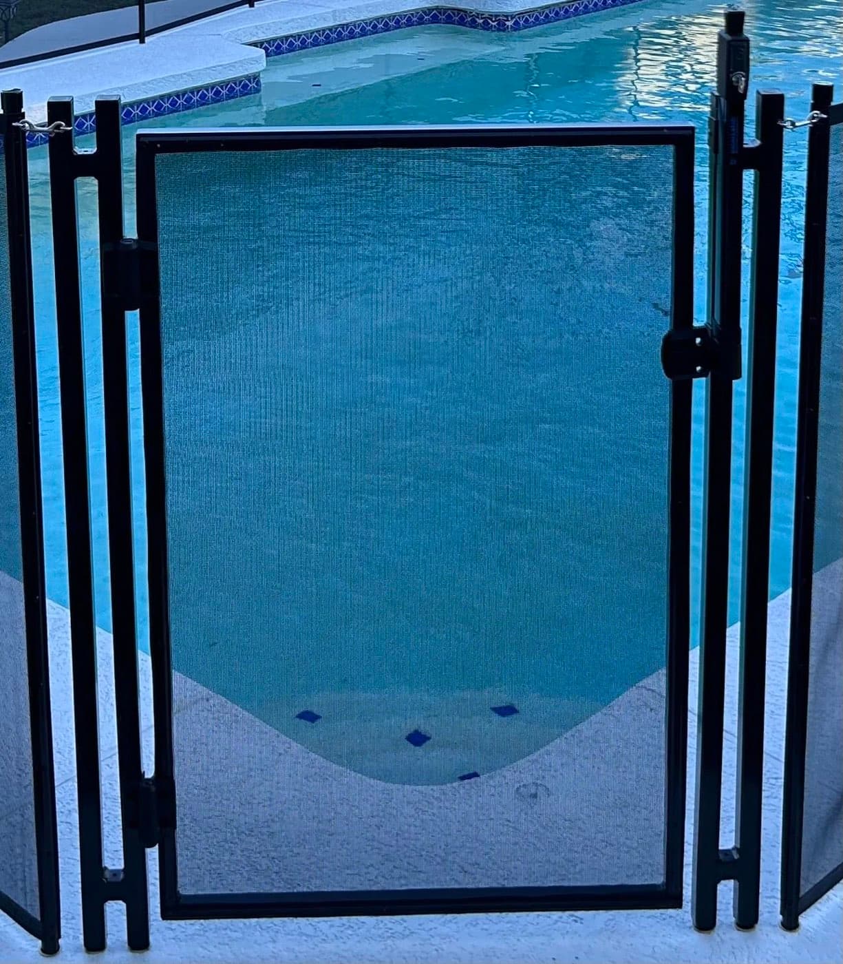 Close-up of pool fence gate — Clear Choice Pool Fence
