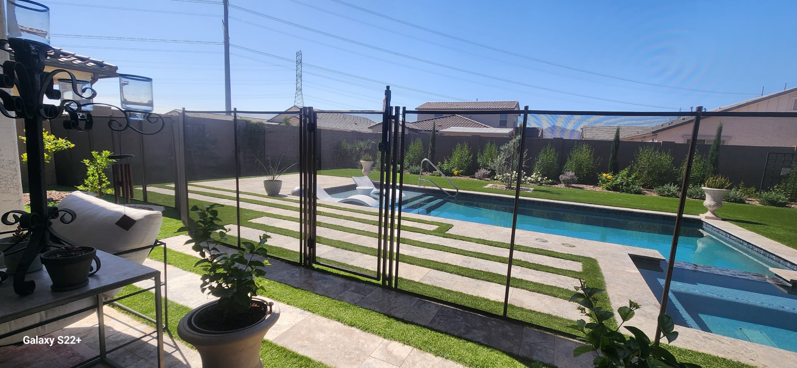 Pool fence providing full four-sided barrier around Arizona backyard pool — Clear Choice Pool Fence Maricopa County